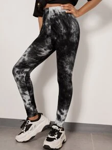 SHEIN Tween Girl Tie Dye Elastic Waist Leggings