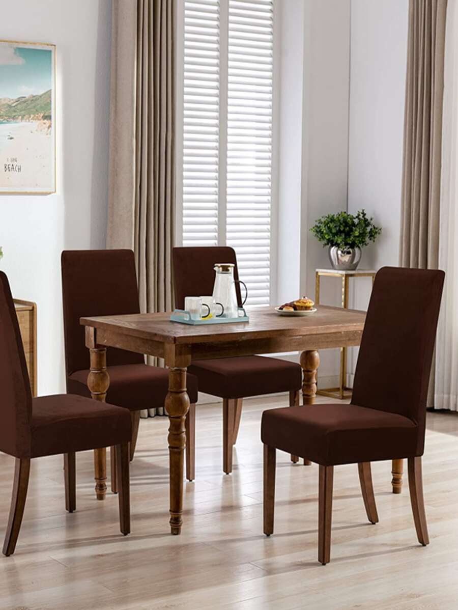 1 tấm bọc ghế co giãn trơn - Cà phê nâu - Xem 1