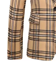 Manfinity Mode Bộ đồ nam Nút Túi Sọc ca rô Sẵn sàng - Màu Khaki - Xem 4