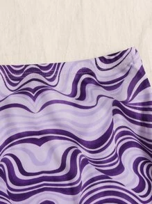 SHEIN EZwear 大理石圖案木耳邊下擺包臀半身裙