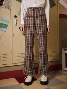 ROMWE Plaid Wide Leg Pants - Multicolor - View 2