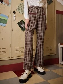 ROMWE Plaid Wide Leg Pants - Multicolor - View 3