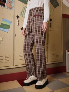 ROMWE Plaid Wide Leg Pants - Multicolor - View 4