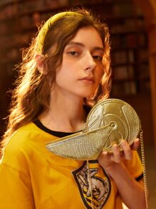 HARRY POTTER X SHEIN Metallic Wing Decor Novelty Bag - Gold - View 3