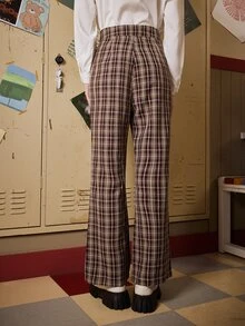 ROMWE Plaid Wide Leg Pants - Multicolor - View 6