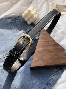 DAZY Oval Buckle Belt - Black - View 3