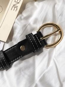 DAZY Oval Buckle Belt - Black - View 10