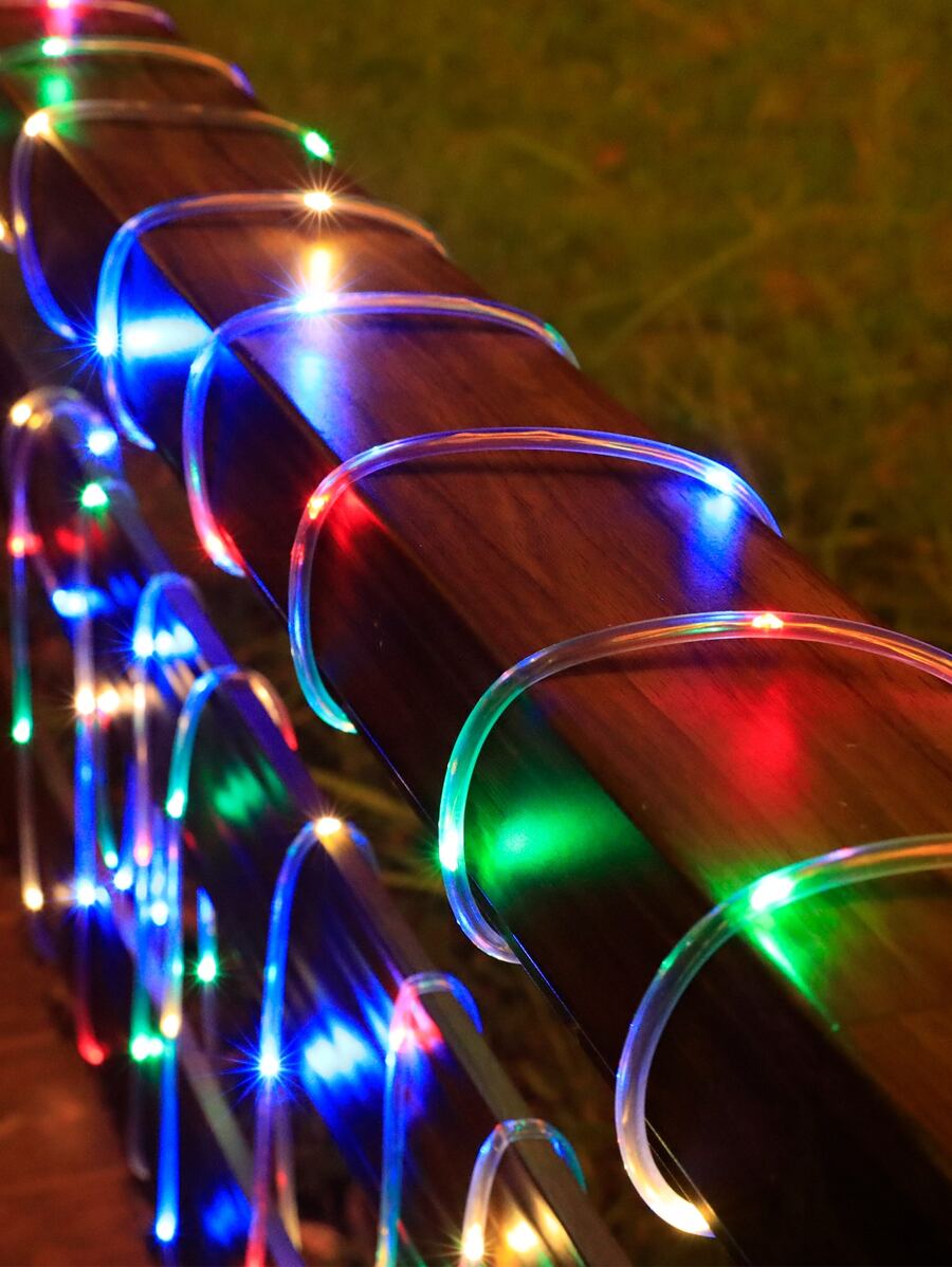 1pc Solar-Powered Led Copper Wire Tube Light With 20/30/50 Lamps, 4/5/7 Meters Long For Outdoor Decoration And Camping, Rainbow Color, Outdoor Garden Lighting For Pathway, Yard, Patio - Multicolor - View 1