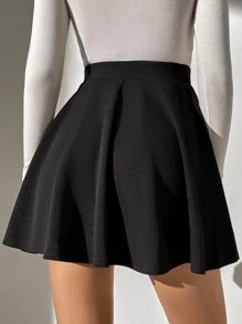 SHEIN Tall High Waist Flare Skirt - Black - View 2