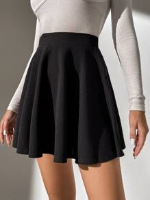 SHEIN Tall High Waist Flare Skirt - Black - View 6
