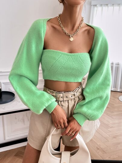 SHEIN Essnce Áo len nữ kết hợp màu trơn Giải trí