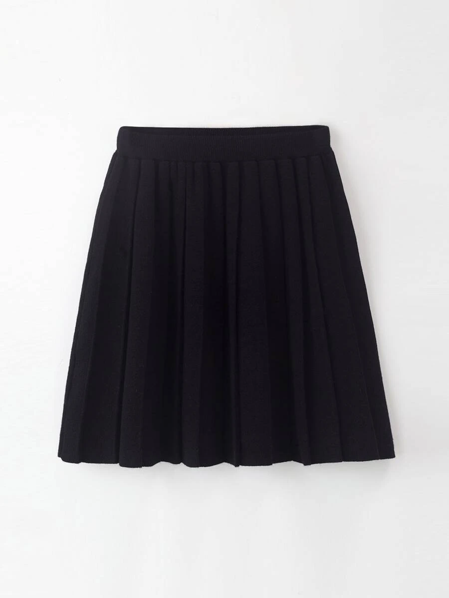 SHEIN Explorewe 少女用毛衣料編織的鋸齒式裙子