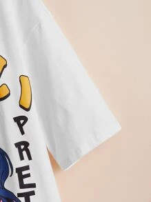 SHEIN Girls Figure & Slogan Graphic Drop Shoulder Tee - White - View 4