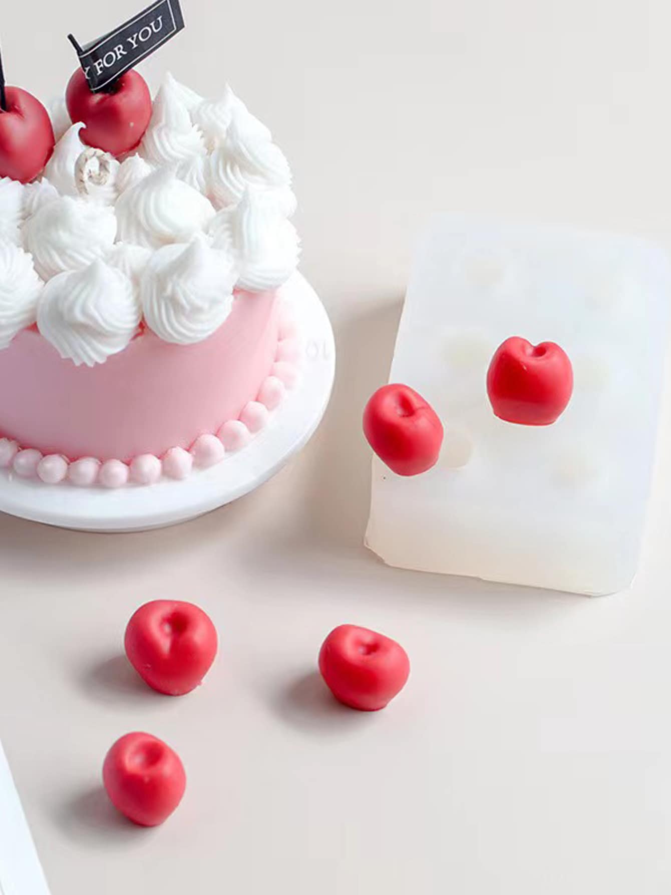 1pc Cherry Shaped DIY Silicone Mold - White - View 1