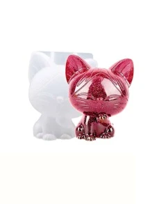 1 pieza Molde de silicona con diseño de gato para manualidades DIY - Blanco - Ver 1