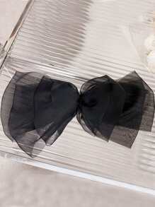 1 pieza Elegante Clip de pelo en forma de nube de malla negra para mujer con lazo de purpurina rosa y morada, Accesorios para el cabello, Artículos escolares - Negro - Ver 3