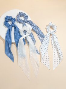 4pcs Polka Dot Pattern Scarf Hair Tie - Multicolor - View 1