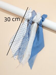 4pcs Polka Dot Pattern Scarf Hair Tie - Multicolor - View 4