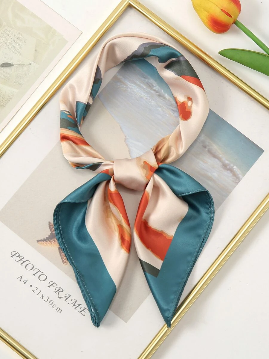 1入組漸進幾何樣式時尚女士方巾 - 彩色 - 查看 1