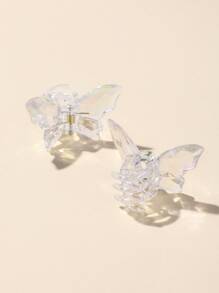 2入組蝴蝶形狀髮爪 - 彩色 - 查看 3