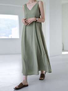 DAZY Crisscross Backless Zipper Cami Dress - Green - View 3