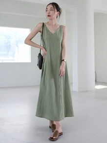 DAZY Crisscross Backless Zipper Cami Dress - Green - View 6