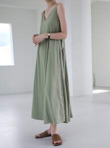 DAZY Crisscross Backless Zipper Cami Dress - Green - View 8