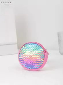 Girls Sequin Decor Coin Purse - Pink - View 1