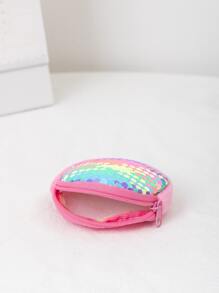 Girls Sequin Decor Coin Purse - Pink - View 4