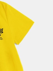 SHEIN Tween Boy 標語印花t卹,簡約舒適休閒,適合夏季日常穿著