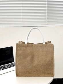 3 piezas con estampado de mariposa y letra Bolsa de compras Set - Caqui - Ver 3