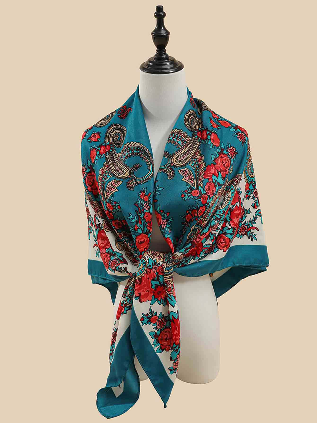 Floral & Paisley Print Bandana - Multicolor - View 1