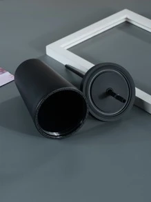 1入組450ml塑膠簡約黑色吸管杯子 - 黑色 - 查看 3