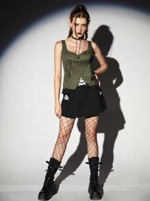 ROMWE Solid Ripped Tank Top - Army Green - View 3