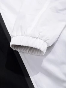 Manfinity Hombres Abrigo con capucha de dos tonos de hombros caídos con cordón cremallera sin camiseta - Blanco y Negro - Ver 5
