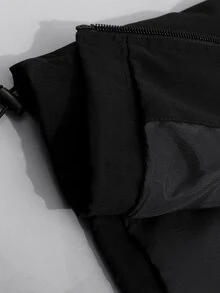 Manfinity Hombres Abrigo con capucha de dos tonos de hombros caídos con cordón cremallera sin camiseta - Blanco y Negro - Ver 3