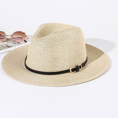 Belt Decor Straw Hat