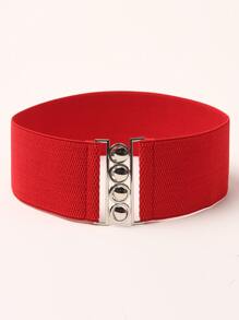 Symmetrical Buckle Elastic Belt - Red - View 1