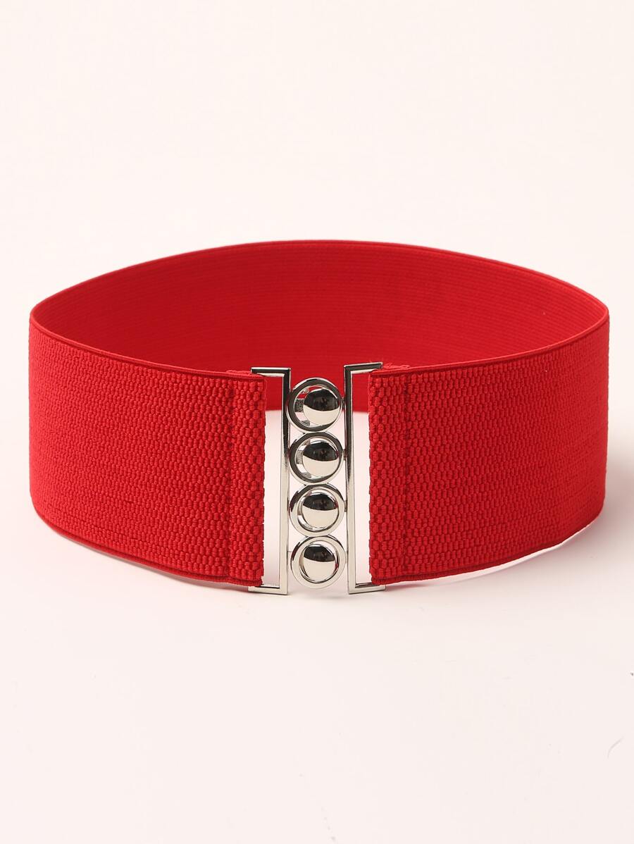 Symmetrical Buckle Elastic Belt - Red - View 1