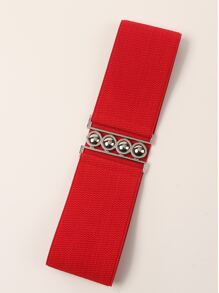 Symmetrical Buckle Elastic Belt - Red - View 2