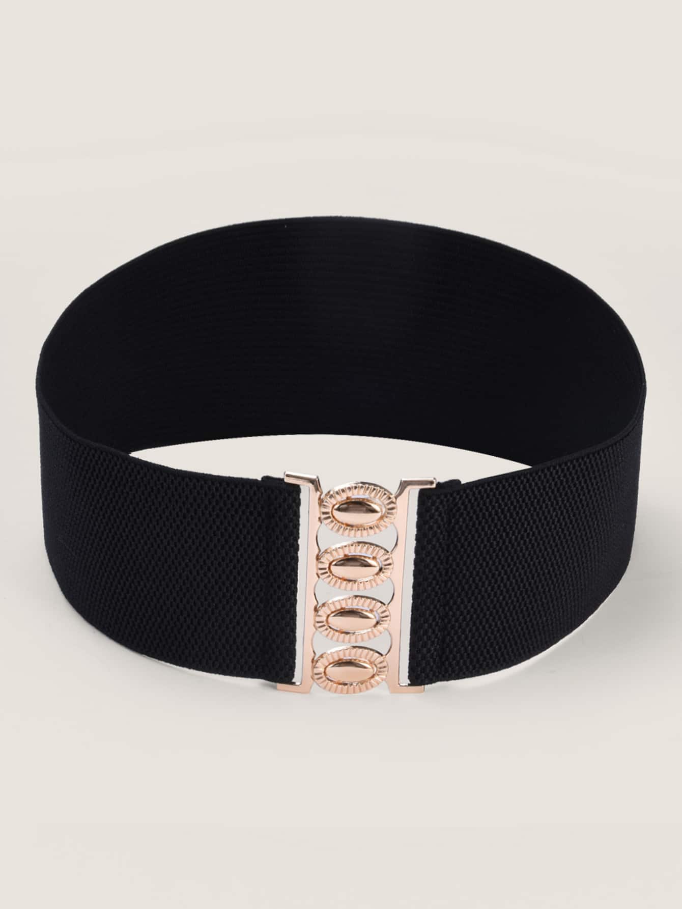 1pc Women Symmetrical Buckle Wide Belt Halloween - Black - View 1