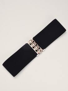 1pc Women Symmetrical Buckle Wide Belt Halloween - Black - View 2