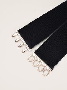 1pc Women Symmetrical Buckle Wide Belt Halloween - Black - View 3