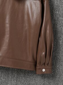 Niños Cazadora de hombros caídos con botón sin capucha - Café integral - Ver 4