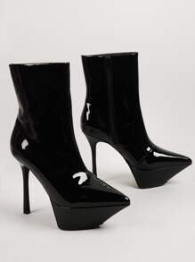 Giày bốt Nữ Thời trang màu trơn Dây kéo bên Hấp dẫn - màu đen - Xem 2