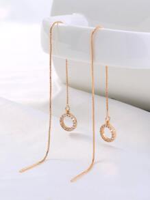 Nooxian Bông tai trang trí hình tròn bằng đá Zirconia - Vàng - Xem 3