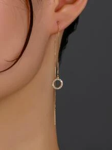 Nooxian Bông tai trang trí hình tròn bằng đá Zirconia - Vàng - Xem 2