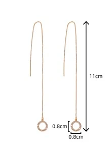 Nooxian Bông tai trang trí hình tròn bằng đá Zirconia - Vàng - Xem 4