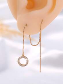 Nooxian Bông tai trang trí hình tròn bằng đá Zirconia - Vàng - Xem 5