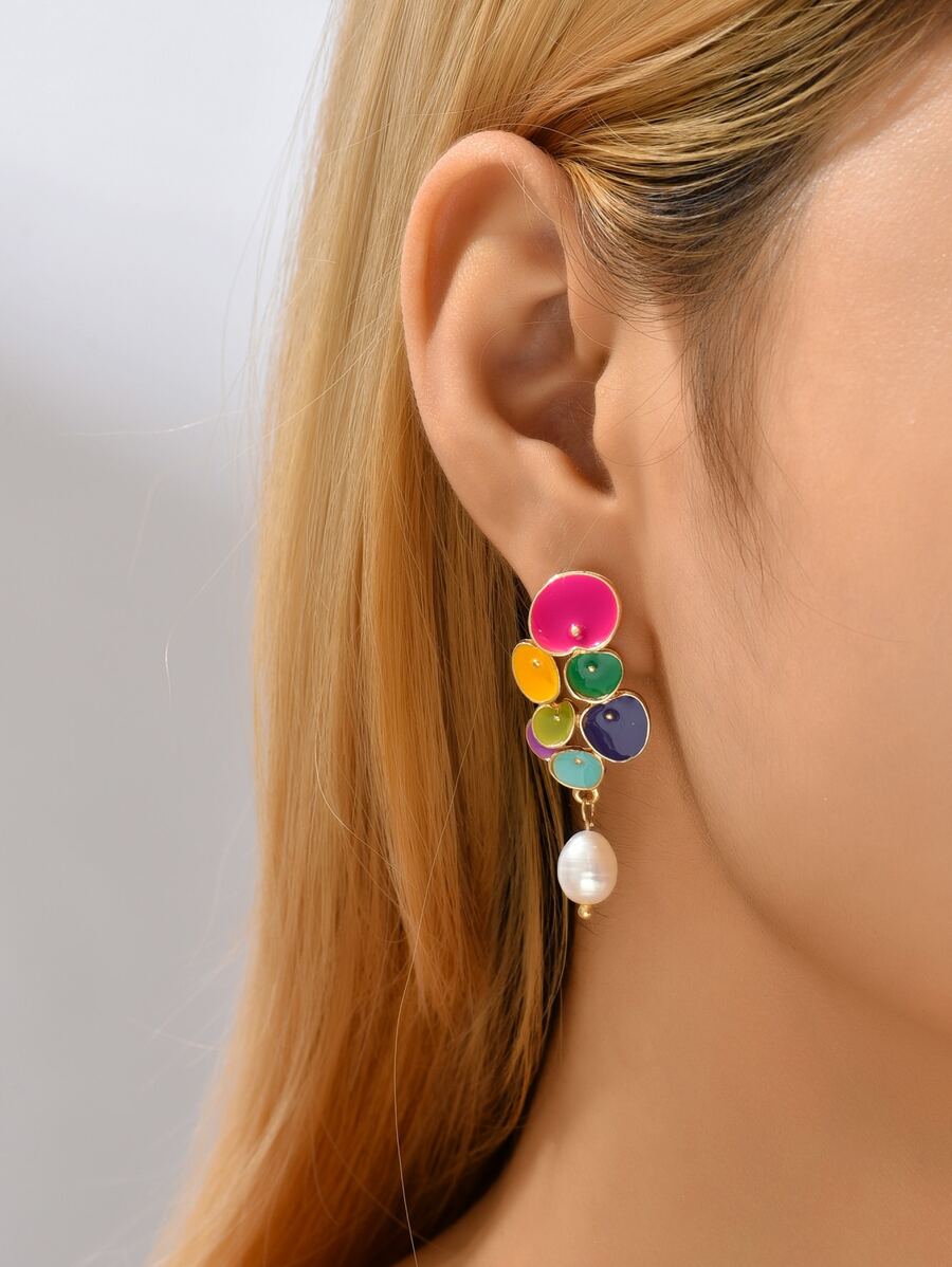 珍珠耳墜 - 彩色 - 查看 1